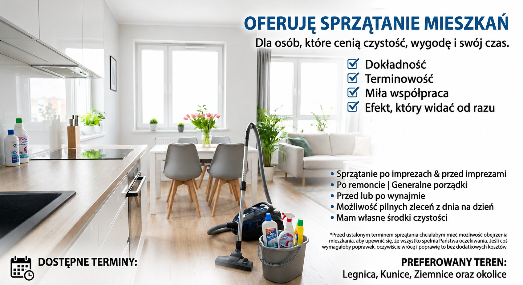 Sprzątanie mieszkań - usługi w Legnicy